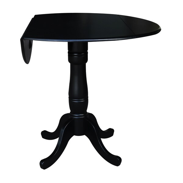 International Concepts Round 42 in Round Dual Drop Leaf Pedestal Table, 41.5 inH, Black, 42 W, 42 L, 41.5 in H, Wood K46-42DPT-6B-2 - main